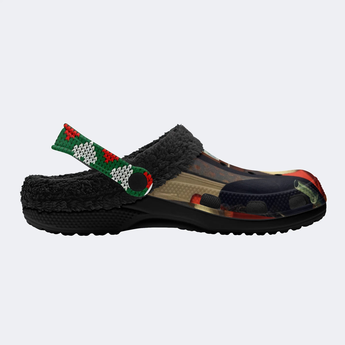 Santa Claus Ghostface Print - Fur Lined Slippers/Sandals