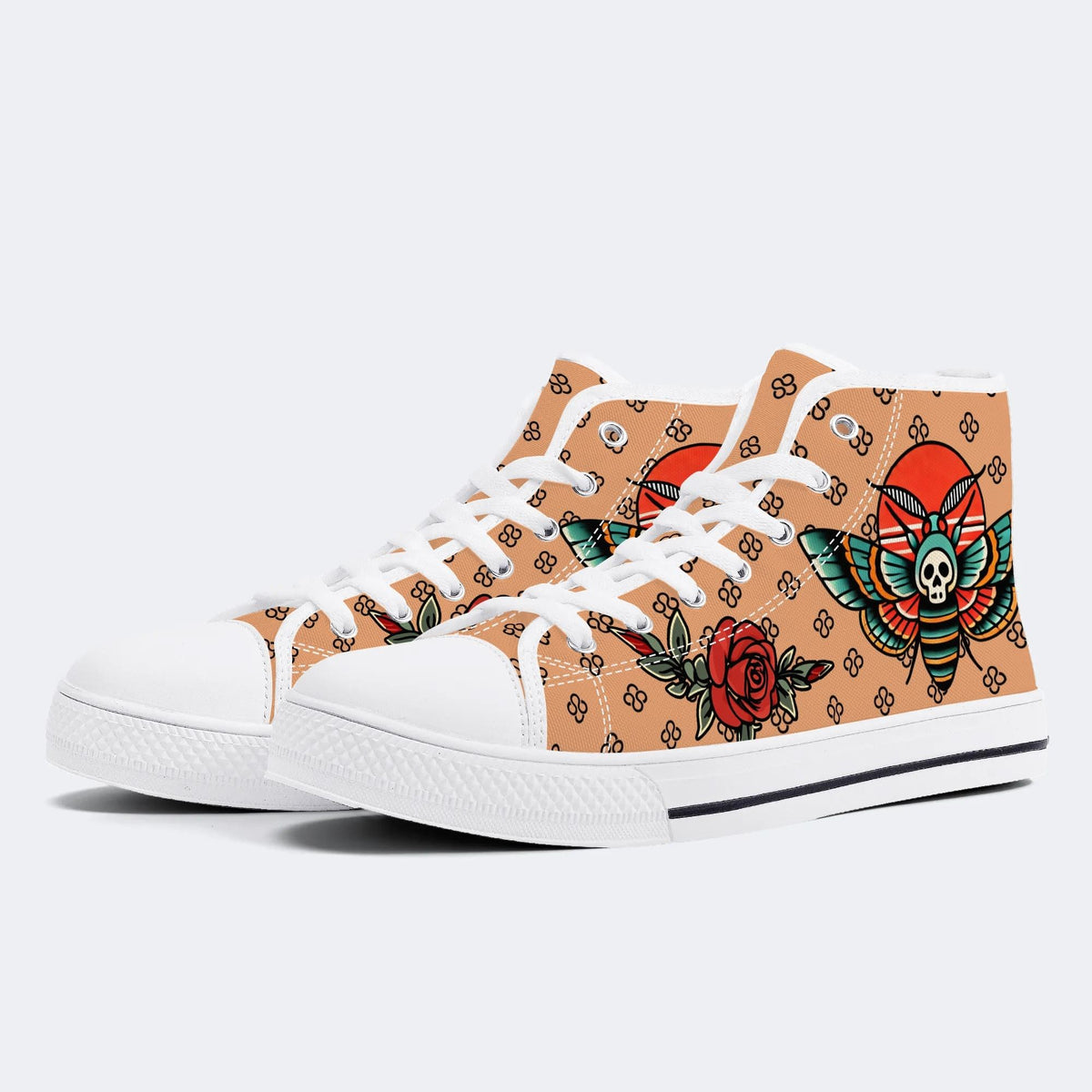 Vintage Rose Death Moth - High Top Canvas