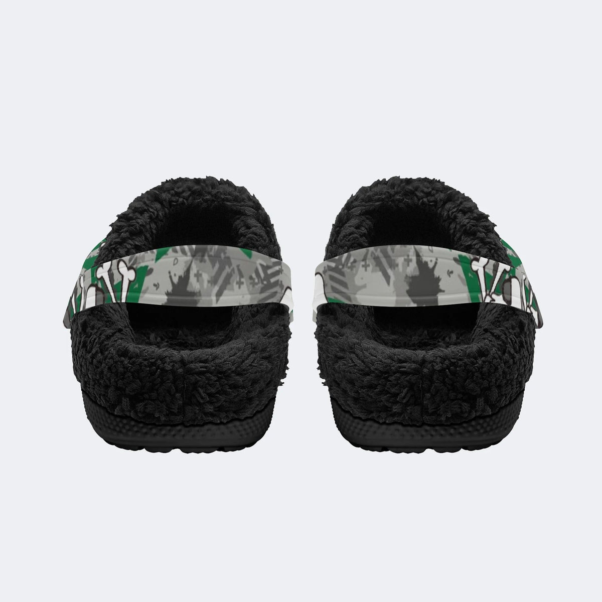 Gothic Camo Skull - Fur Lined Slippers/Sandals