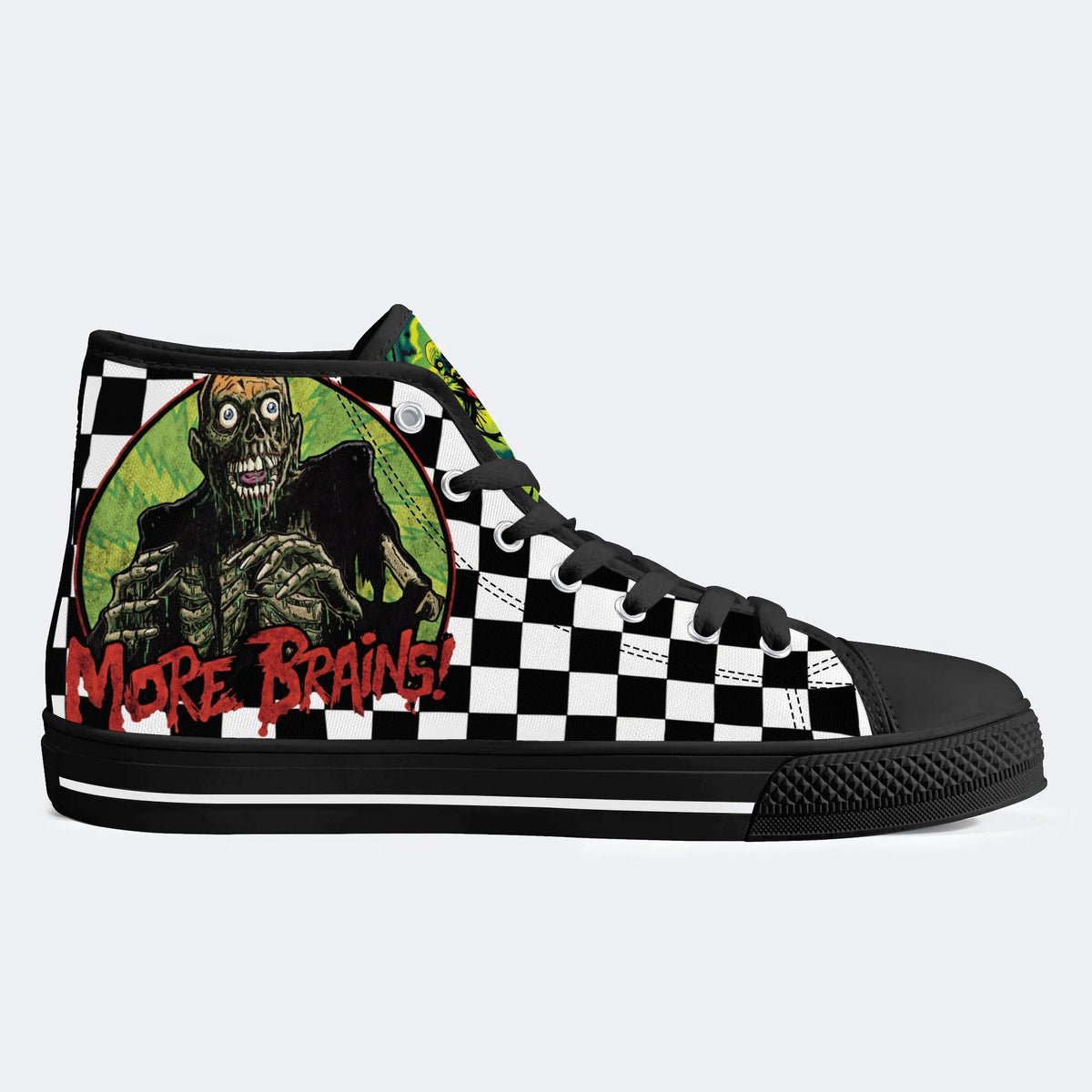 Unisex More Brains Print- High Top Canvas