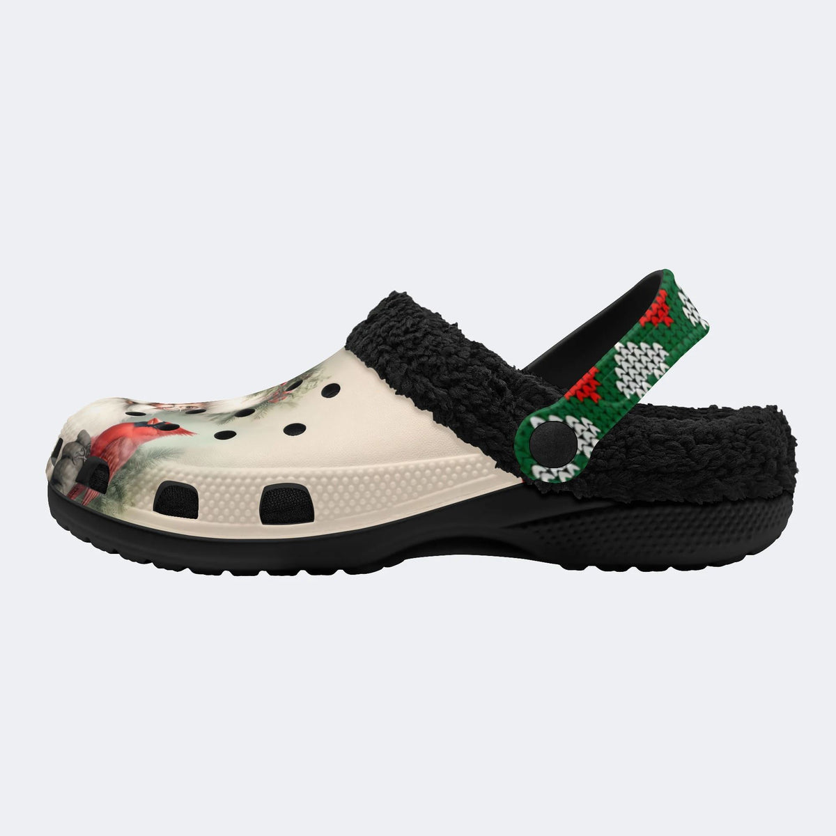 Funny Santa Claus Print - Fur Lined Slippers/Sandals