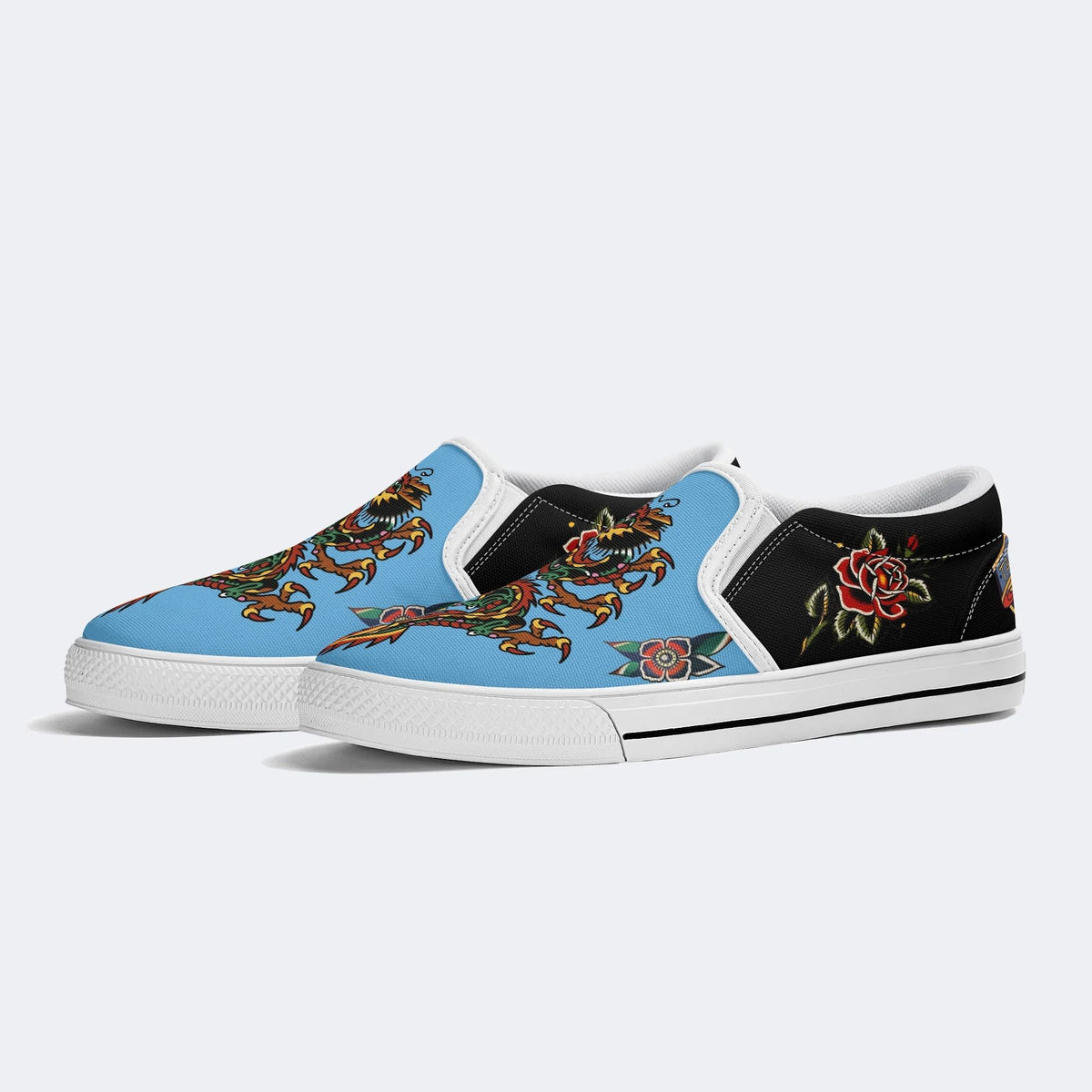 Vintage Torch And Dragon Print - Slip On Shoes