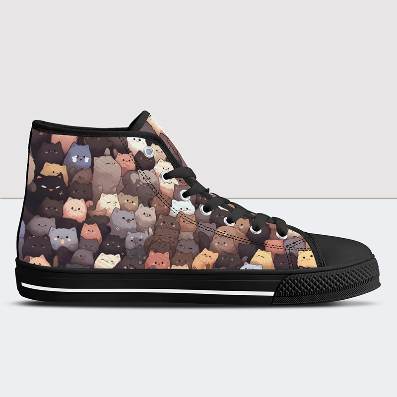 Cats Jenga Print High Tops-Braun