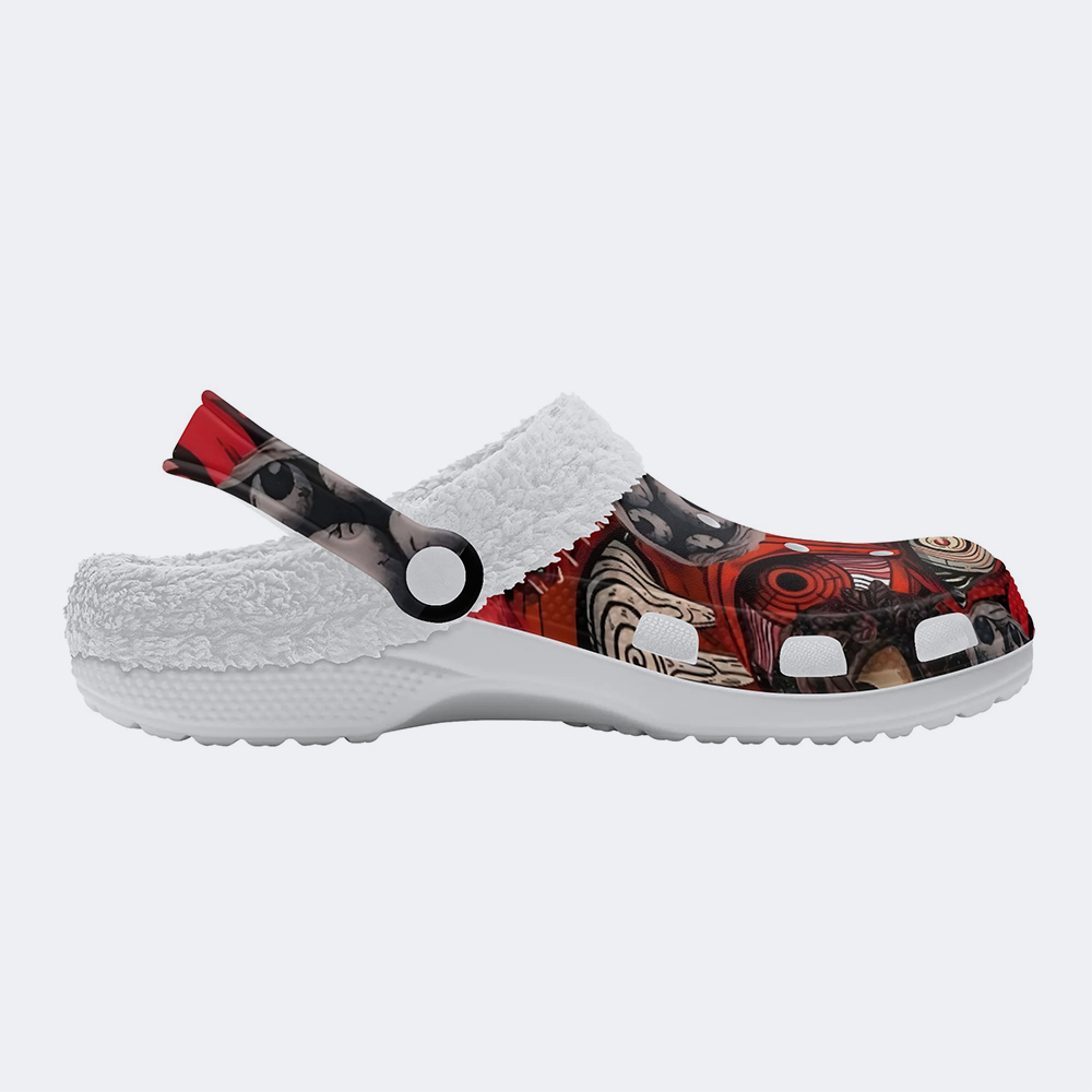 Unisex Evil Eyes Print - Fur Lined Slippers