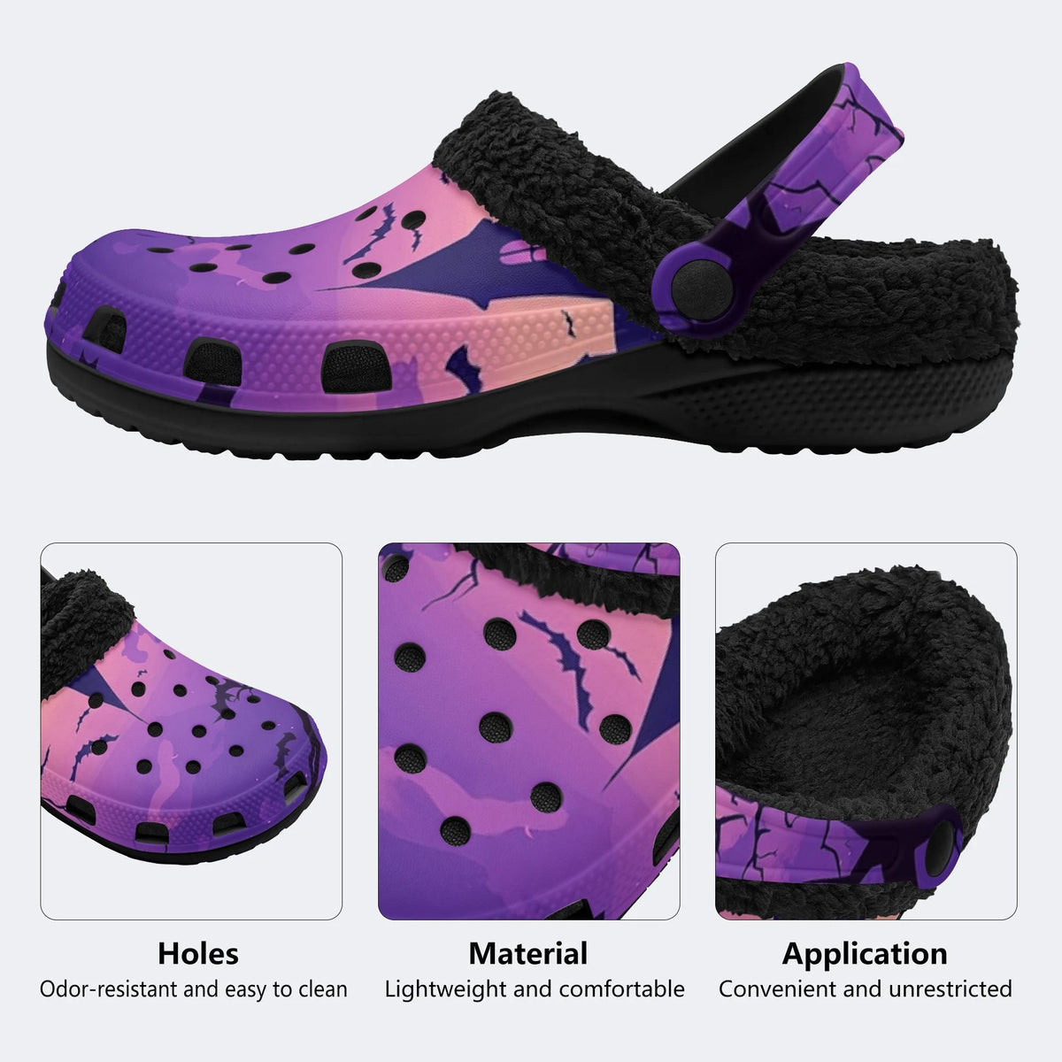 Gothmas Dark Bat Twilight - Fur Lined Slippers/Sandals