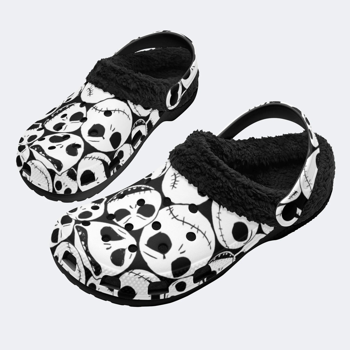Jack Skellington Faces - Fur Lined Slippers/Sandals