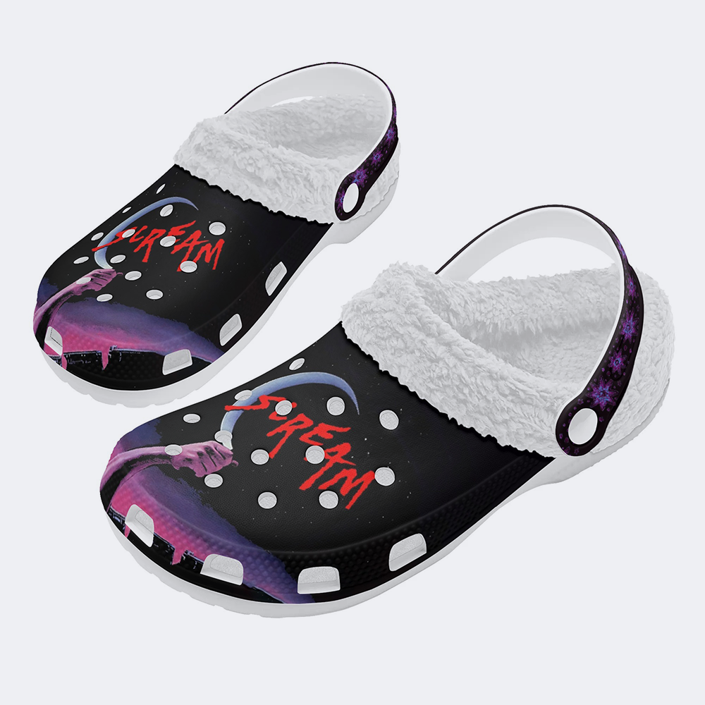 Horror Print - Fur Lined Slippers/Sandals