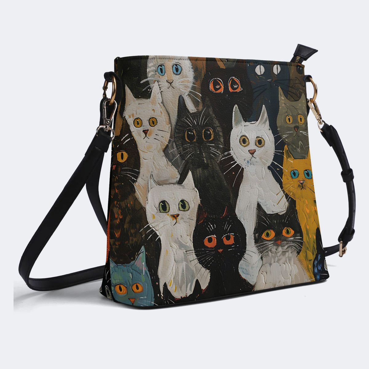 Artistic Graffiti Cats Print - Bucket Bag