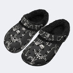 Black Dinosaur Fossil - Fur Lined Slippers/Sandals