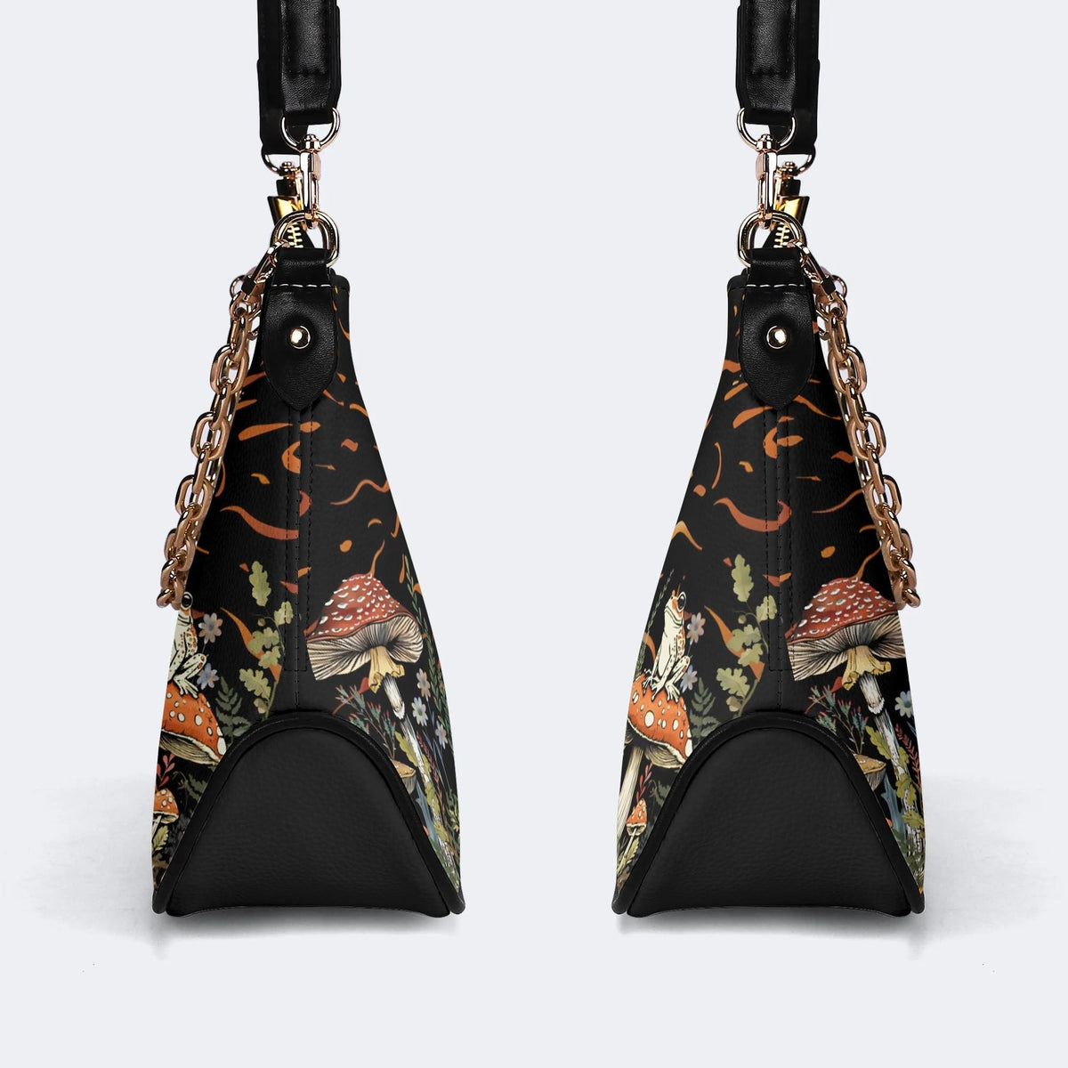 Sun Over The Mushroom Bush - Leather Crossbody Bag