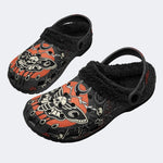 Moth Skull Rose - Fur Lined Slippers/Sandals