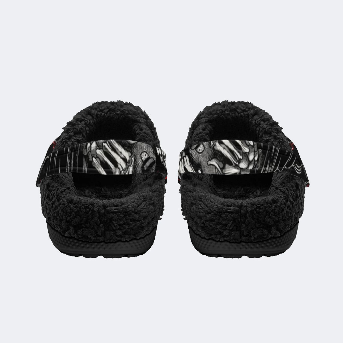 Gothic Hell Biker Skull - Fur Lined Slippers/Sandals