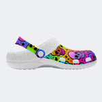 Bright Skulls&Stars Print- Fur Lined Slippers/Sandals