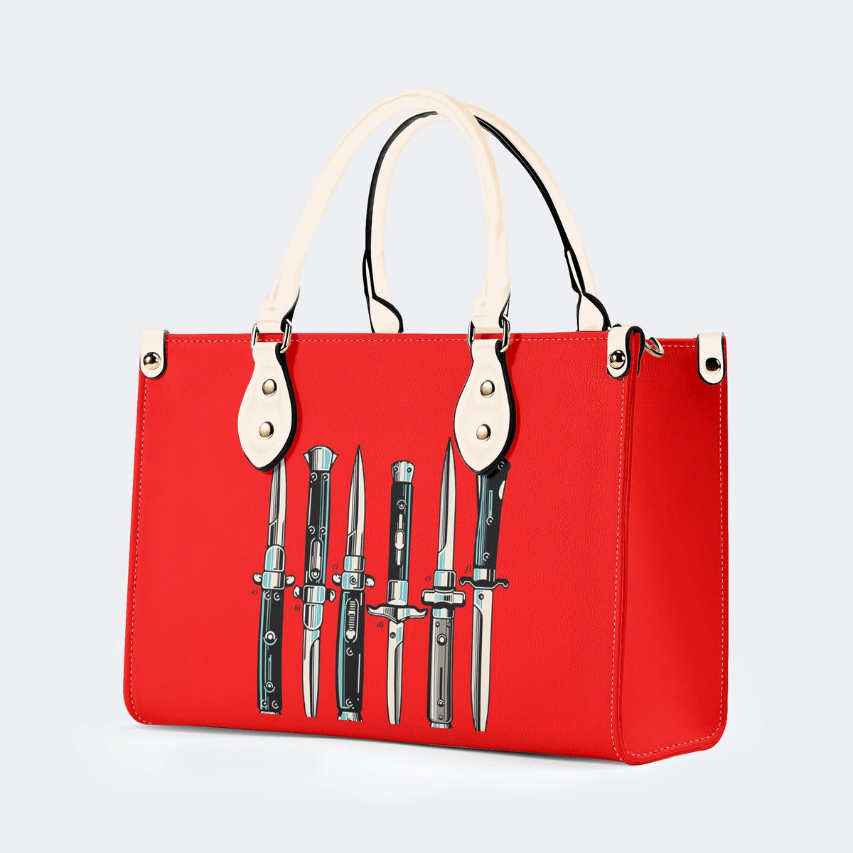 Weapons Print - Leather Handbag