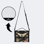Moth In The Flower Bush - Leather Satchel Bag