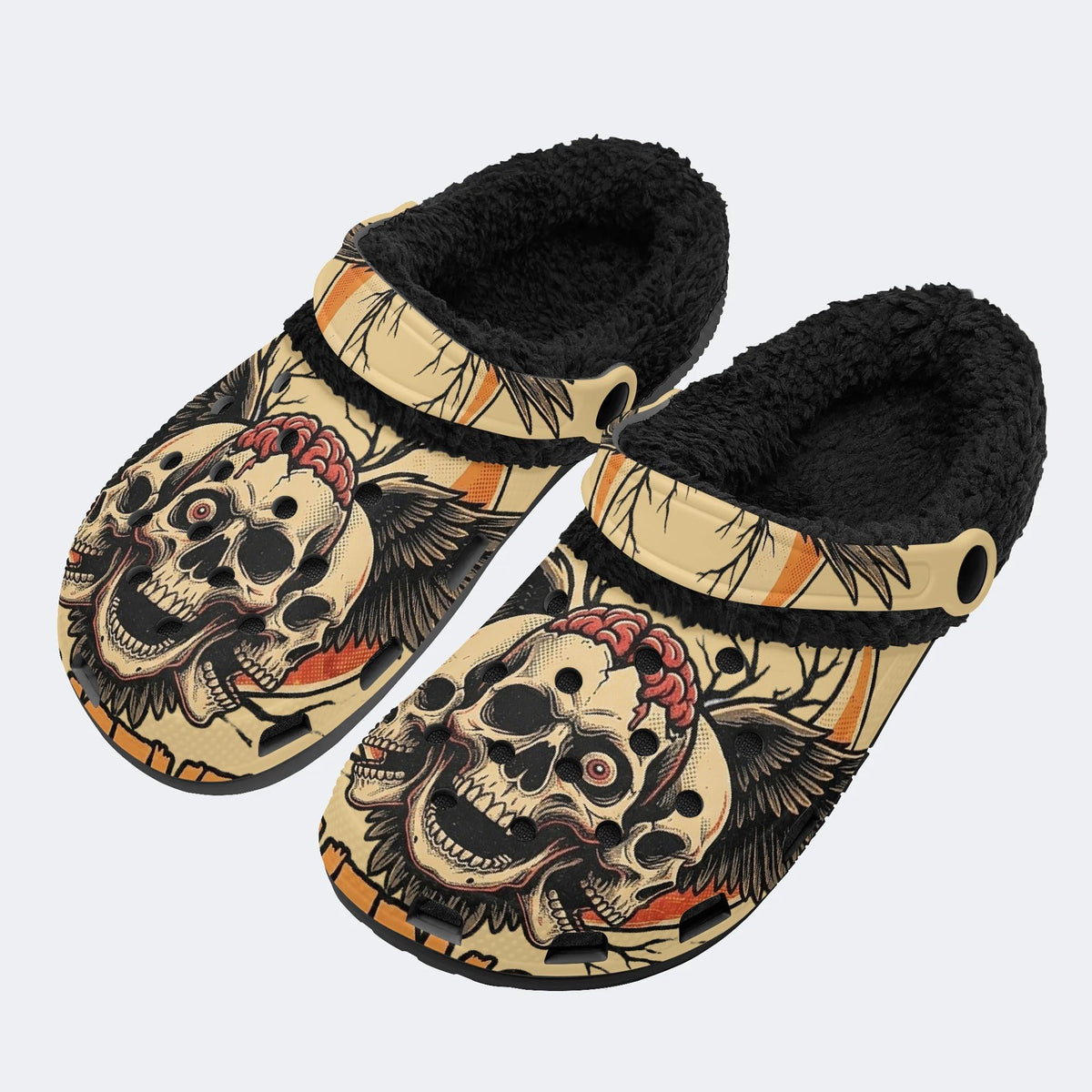 Reaper’s Whisper Print - Fur Lined Slippers/Sandals