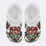 Classic Rose Devil Print - Removable Fur Lined Slippers/Sandals