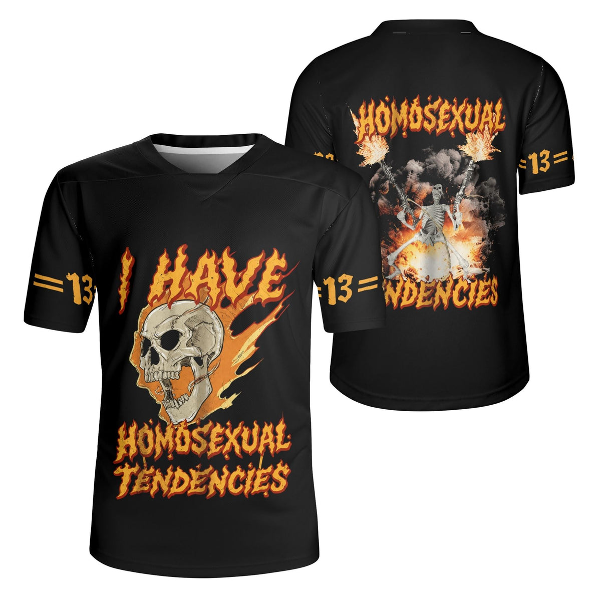 Flame Skull Metal Art - Men's All Over Printing Rugby Jersey