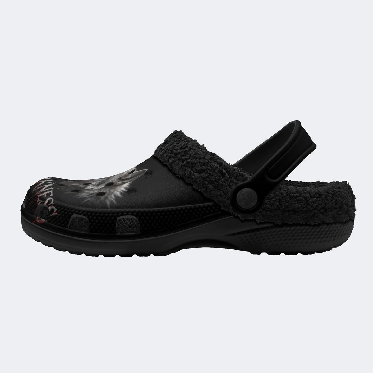 Gothic Blood Wolf - Fur Lined Slippers/Sandals