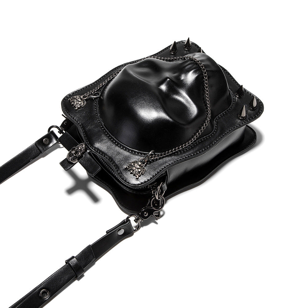 Dark Skull Cross Leather Crossbody Bag