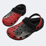 Red Crow Print - Fur Lined Slippers/Sandals