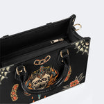 Death Moth&Skeleton Print - Leather Handbag