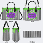 Classic Black And White Stripes - Leather Handbag