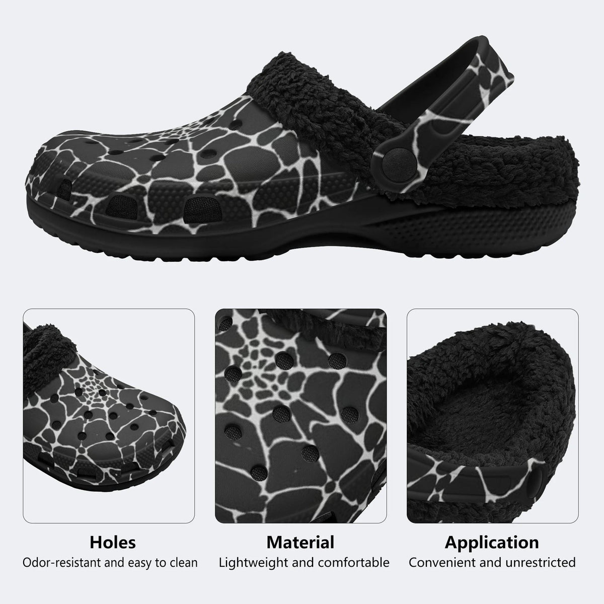 White Spiderweb - Fur Lined Slippers/Sandals