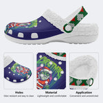 Christmas Zombie Santa Claus Print - Fur Lined Slippers/Sandals