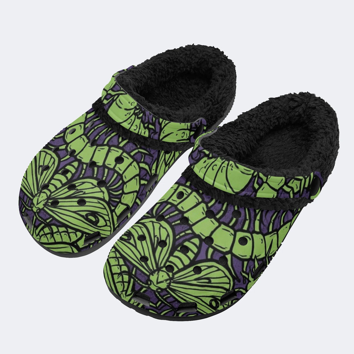 Moth Bug Print - Fur Lined Slippers/Sandals