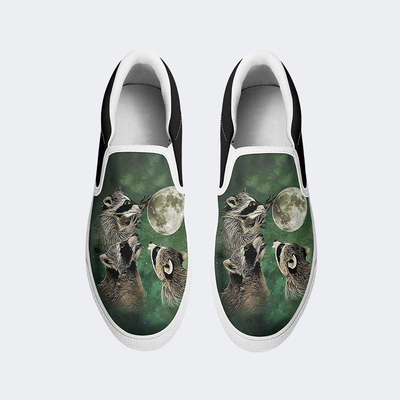 Three Raccoons Vintage Graphic - Slip On Shoes