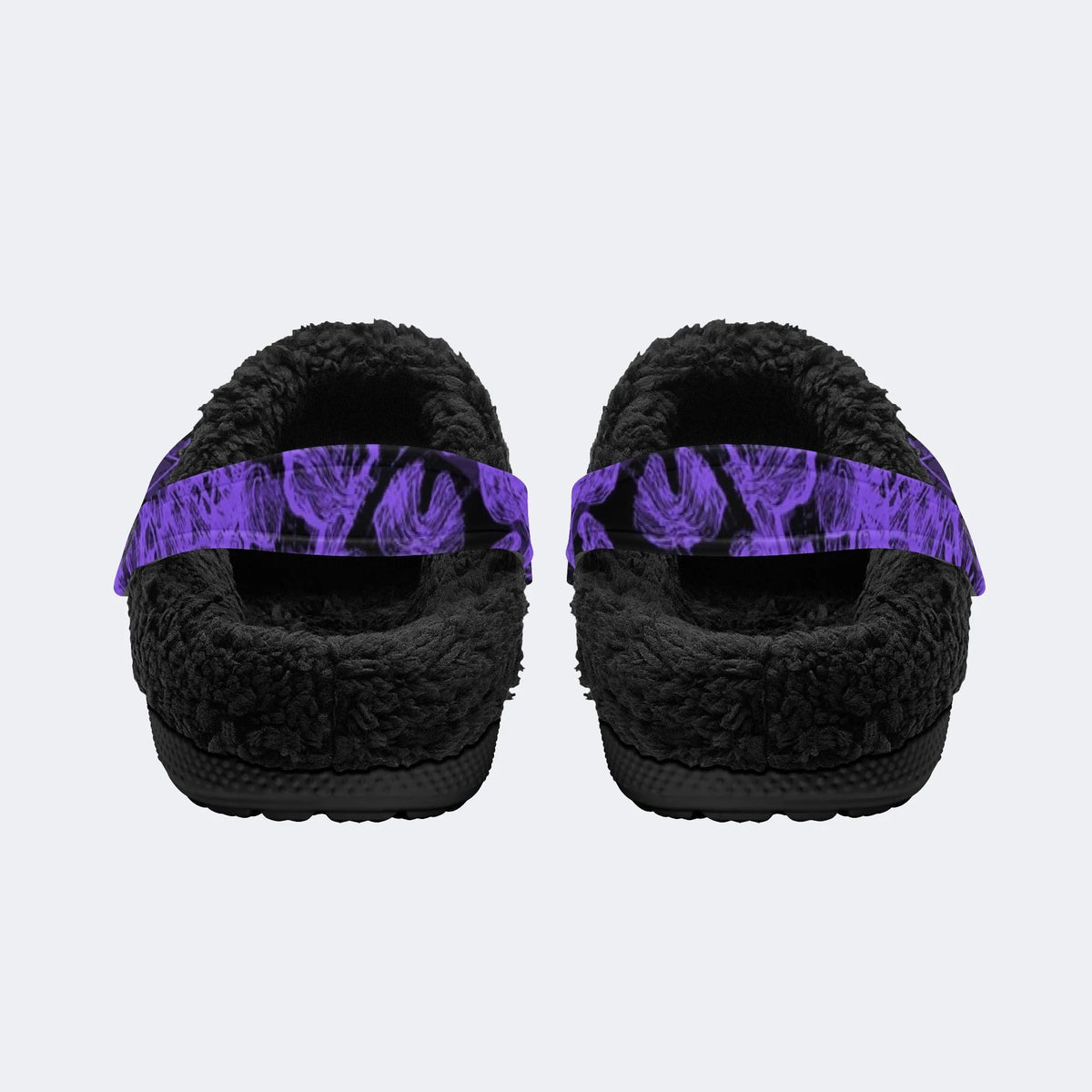 Dark Purple Moth - Fur Lined Slippers/Sandals