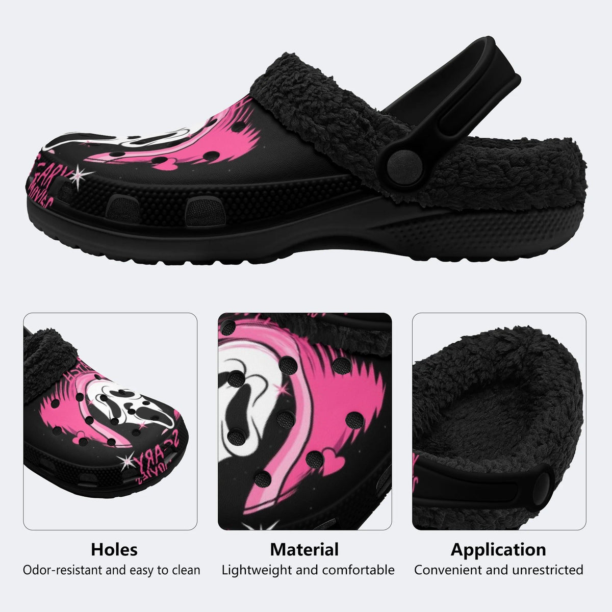 Pink Ghostface Horror - Fur Lined Slippers/Sandals