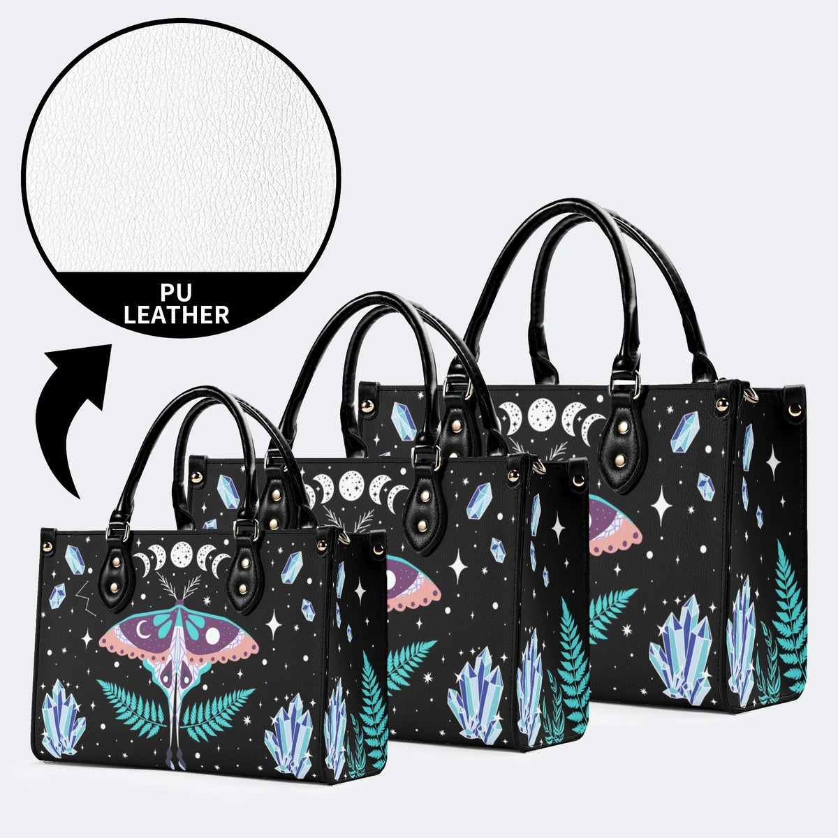 Death Moth Under The Stars - Leather Handbag