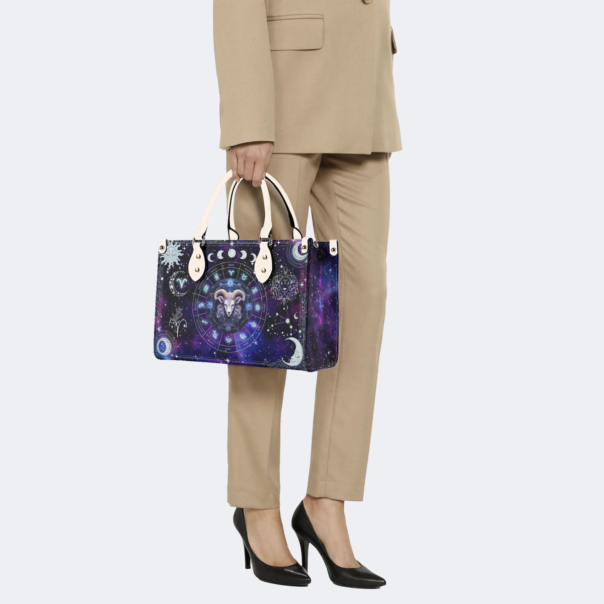 Aries starry sky - Leather Handbag