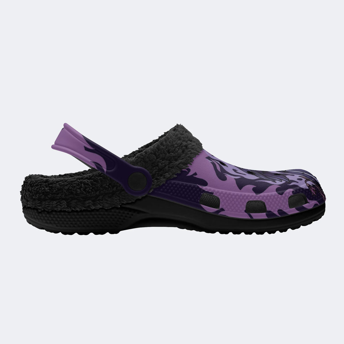 Gothic Raven Tombstone Purple Flame - Fur Lined Slippers/Sandals