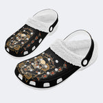 Traditional Skull & Panther Print - Removable Fur Lined Slippers/Sandals