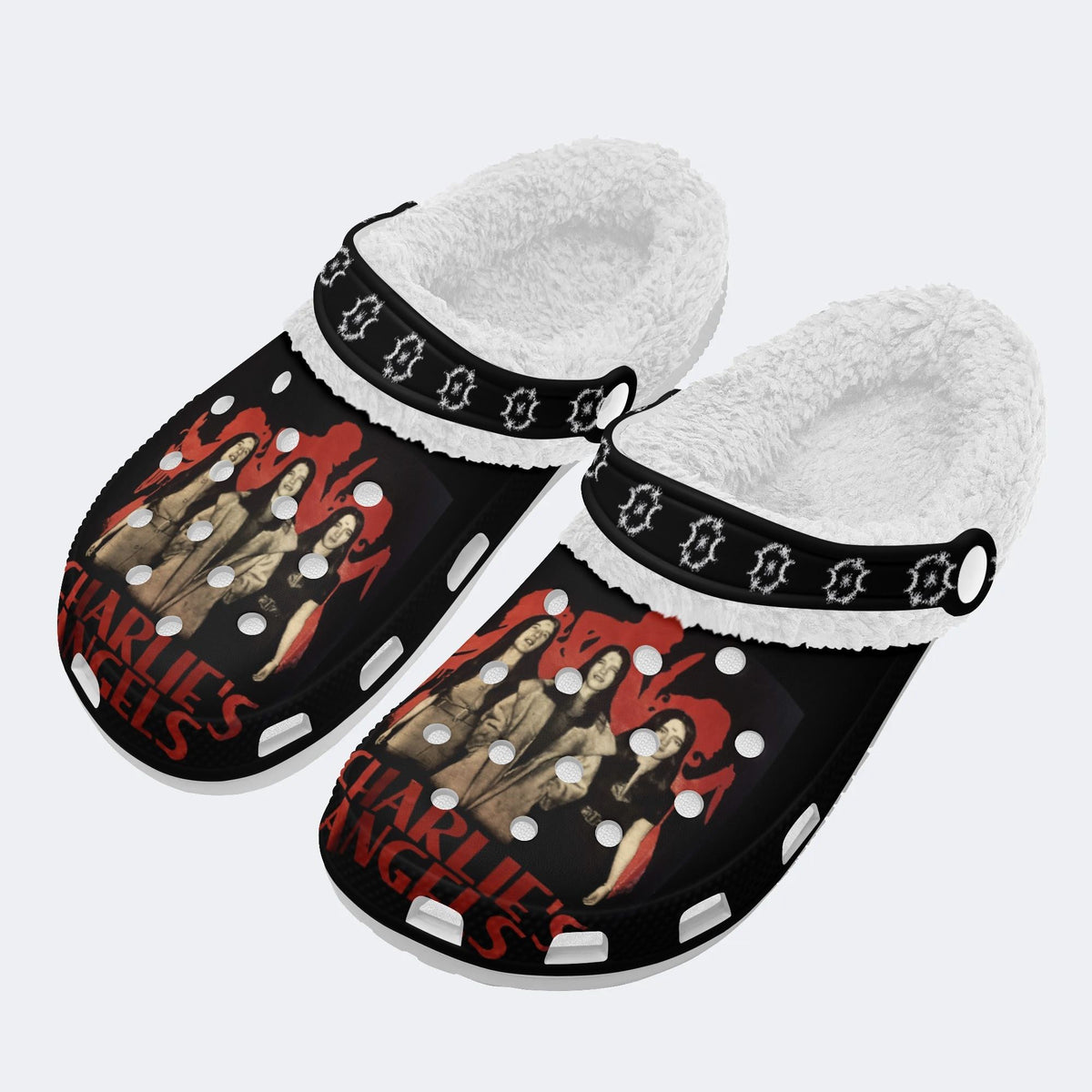 Charlies Angels Print - Fur Lined Slippers/Sandals