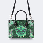 Green Plaid Death Moth - Leather Handbag