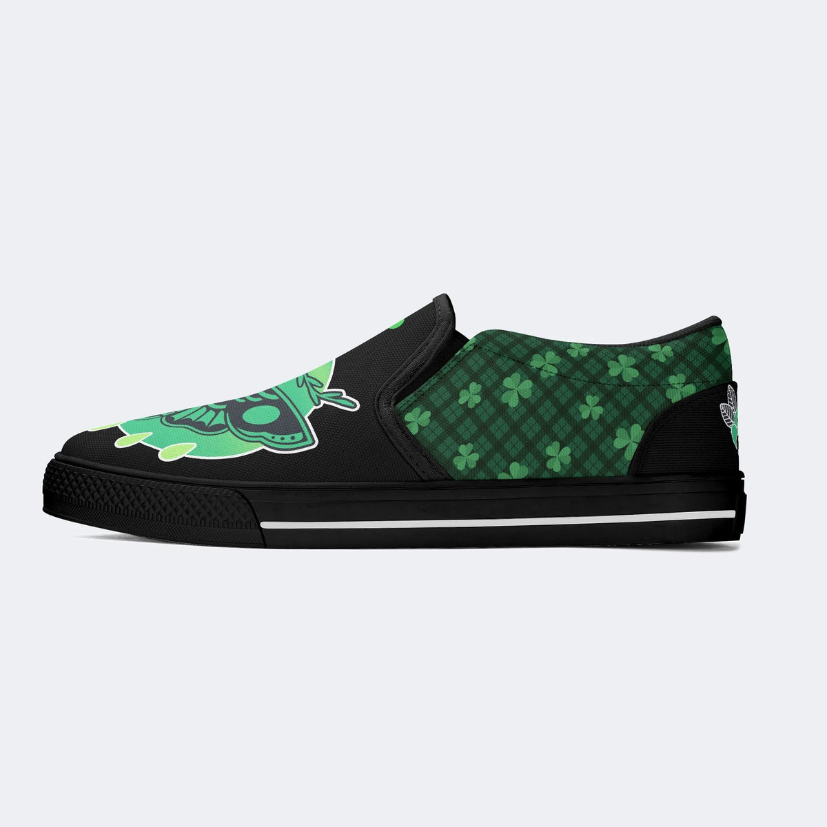 Green Plaid Death Moth - Slip On Shoes