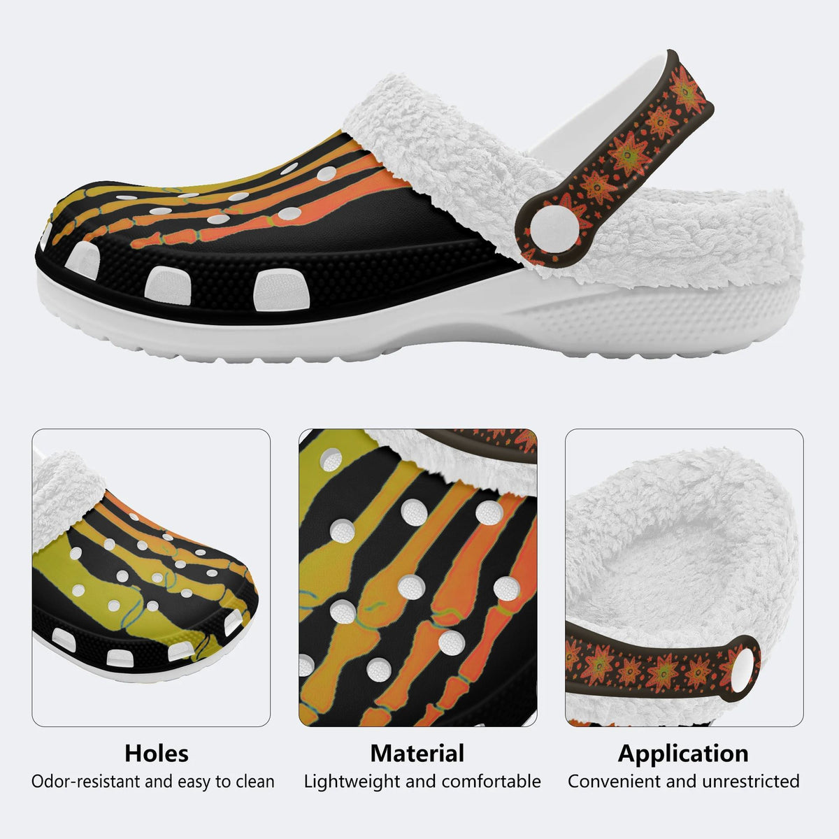 Yellow Gradient Skeleton Toes Skull - Fur Lined Slippers/Sandals