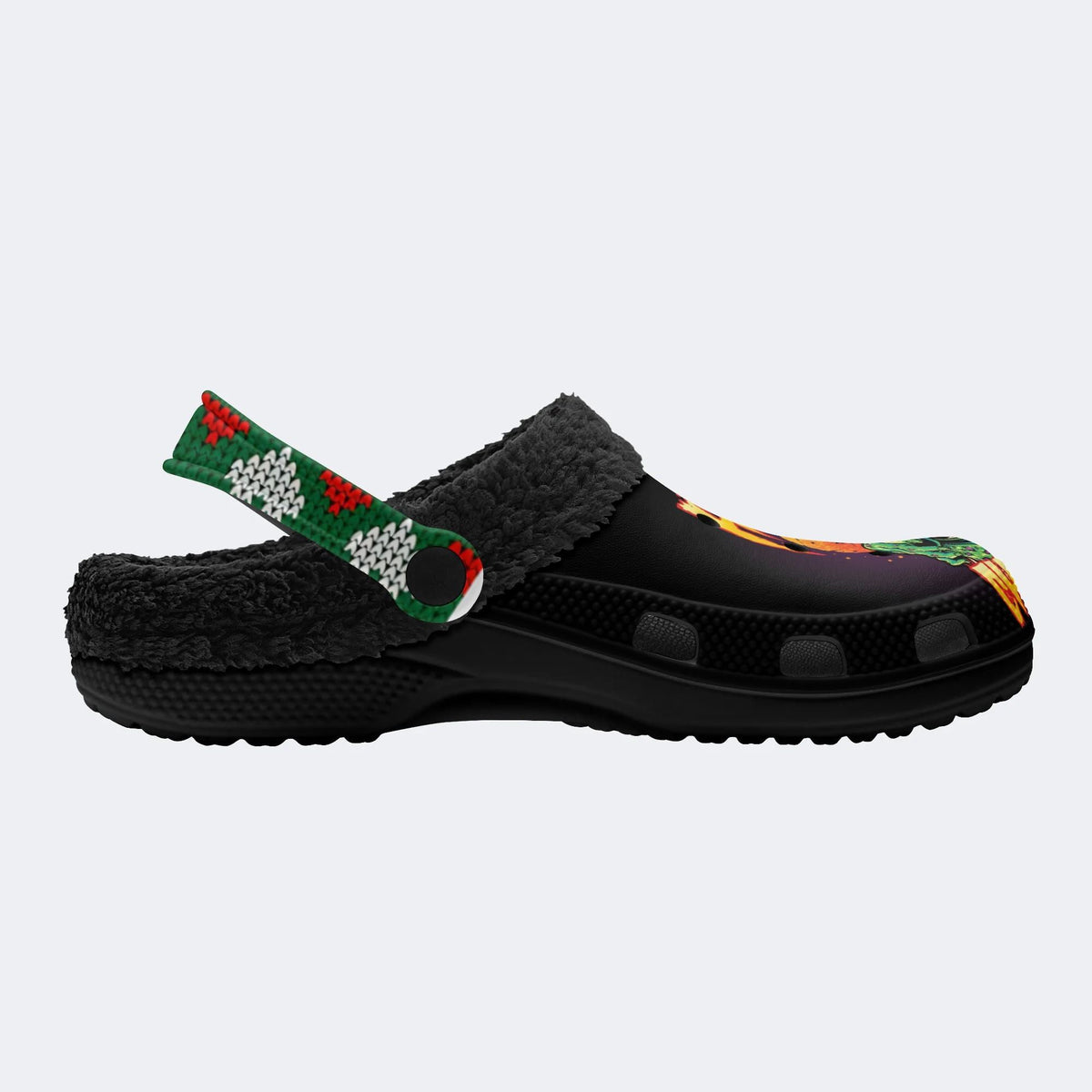 Horror Zombie Santa Claus Print - Fur Lined Slippers/Sandals