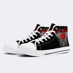 Biker Babe Heart Print - High Top Canvas