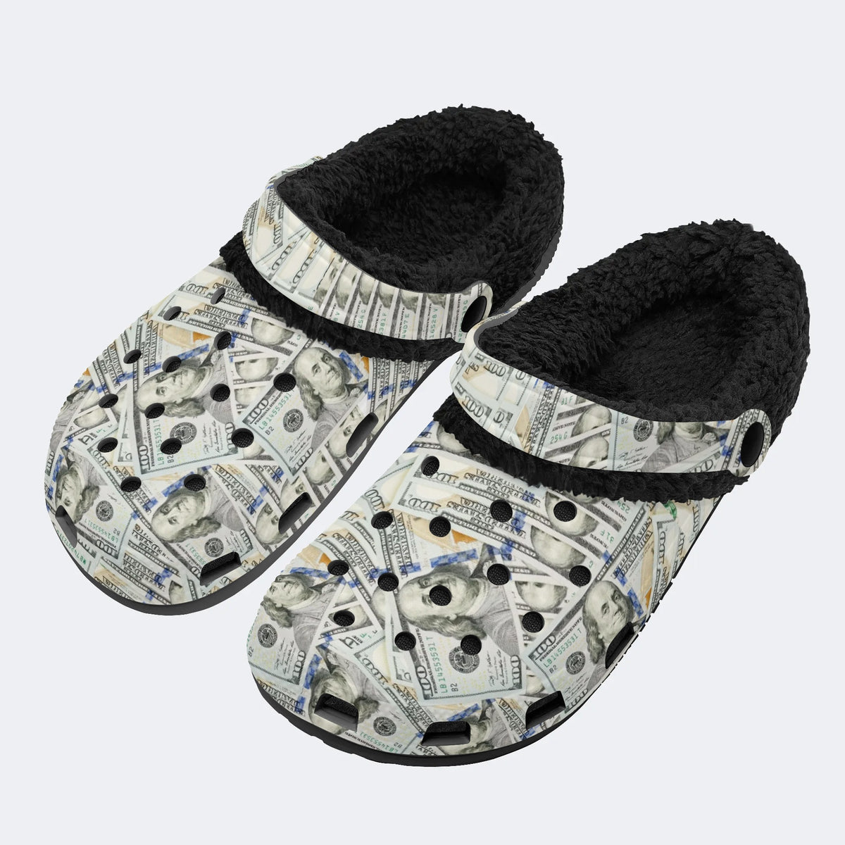 Unisex Papers Print - Fur Lined Slippers/Sandals