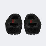 Moth And Moon Print - Fur Lined Slippers/Sandals