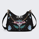 Death Moth Under The Stars - Leather Crossbody Bag