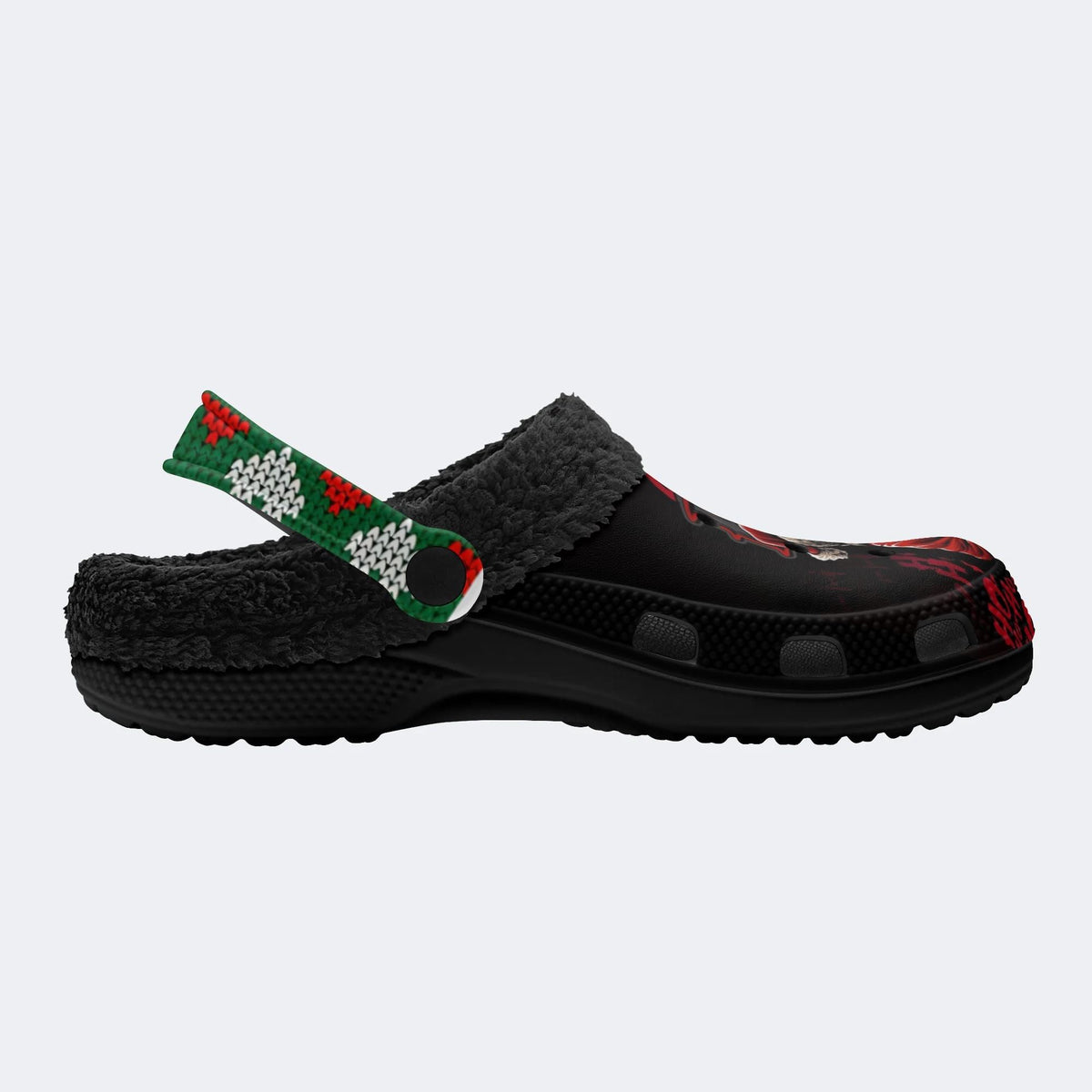 Rockin' Santa Claus Print - Fur Lined Slippers/Sandals