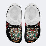 Traditional Frog Print - Fur Lined Slippers/Sandals