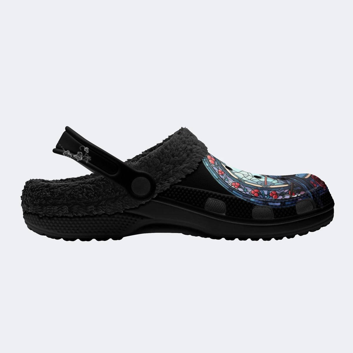 Vintage Crow Print - Fur Lined Slippers/Sandals