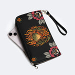 Flame Cowboy Frog Print - Leather Wallet